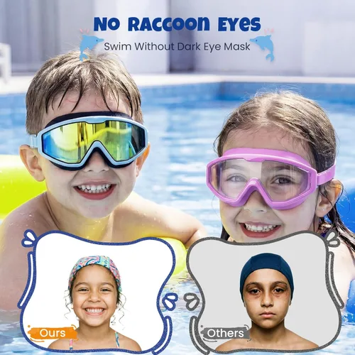 Miniatura 8 de Gafas de natación para niños, gafas de natación para niños, 3 unidades de gafas de natación de agua para niños y niñas, antivaho UV400