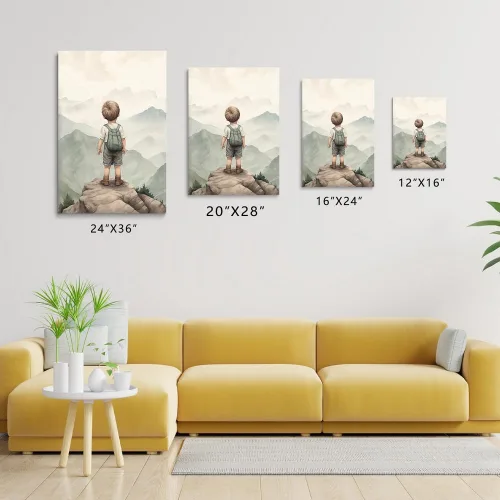 Miniatura 5 de Decoración de pared para cuarto de bebé, decoración de habitación de niño y aventura, arte de pared de montaña en acuarela para niños, decoración