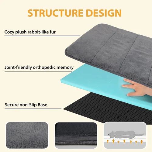 Miniatura 2 de Tapete para jaula para perros de tamaño XL, cama de espuma viscoelástica de 41 x 27 pulgadas, lavable y antideslizante, tapete ultrasuave para Oscuro