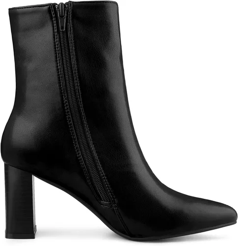 Miniatura 7 de Allegra K Botines de tacón grueso con punta puntiaguda para mujer