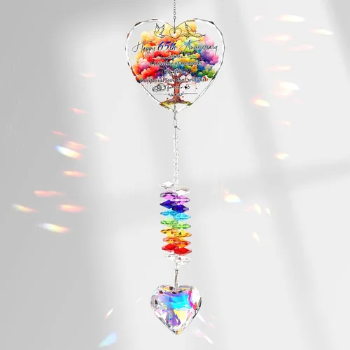 Miniatura 14 de Atrapasoles de 15 aniversario para parejas, esposa, marido, 15 años de matrimonio, decoración colgante de cristal, corazón, arco iris, recuerdo