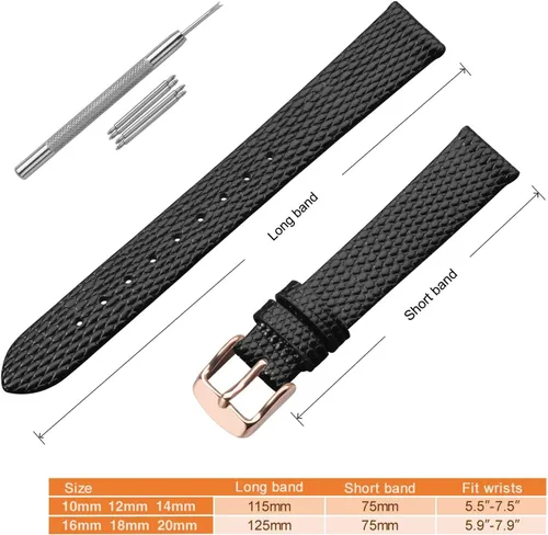 Miniatura 5 de ANNEFIT Correa de reloj de cuero para mujer, 0.394 in, 0.472 in, 0.512 in, 0.551 in, 0.591 in, 0.630 in, 0.709 in, 0.787 in, correa de repuesto