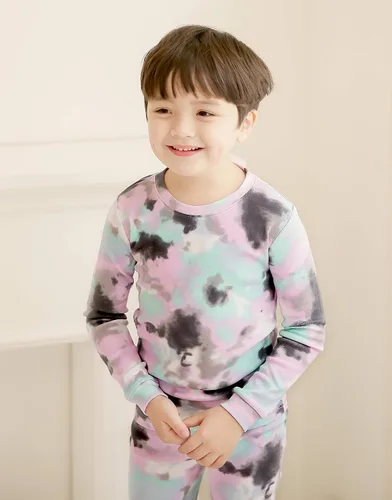 Miniatura 3 de VAENAIT BABY 12M-12Y Toddler Kids Boys Girls 100% Cotton Marbling Tiedye Sung Fit Sleepwear Pajamas 2pcs Pjs Set