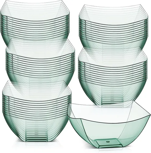 Miniatura 23 de Tanlade 50 Cuencos Cuadrados de Plástico para Servir Desechables Cuencos para Aperitivos Ensalada Recipientes Pequeños para Fiestas Barra de Dulces