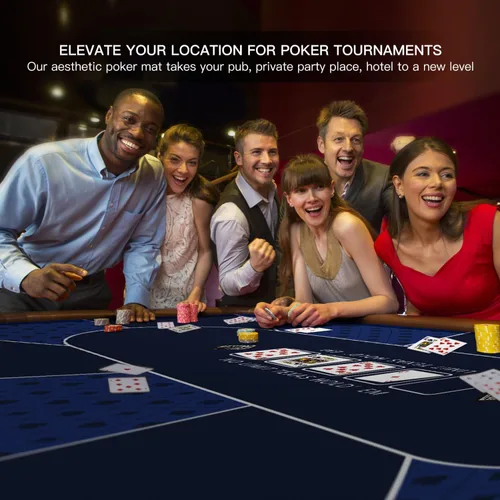 Miniatura 3 de Tapete de póquer de 94 x 47 pulgadas con bordes cosidos más fuertes, tapete de goma de póquer Texas Hold'em para 10 jugadores, cubierta de póquer