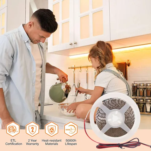 Miniatura 3 de VST Tira de luces LED de color blanco cálido, 120 LEDs/m, 1000 lm/M, 9.6 W/M, CRI 90+, cinta LED de 12 V 2835 cortable, conectable, tiras LED