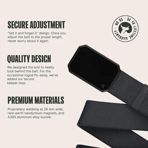 Miniatura 2 de Groove Life - Cinturón de nailon elástico para hombre con hebilla magnética de aluminio