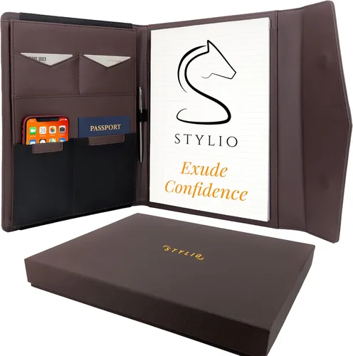 Miniatura 15 de STYLIO Carpeta Padfolio con Portapapeles Extraíble Organizador de Portafolio Carpeta con Almacenamiento para Cuaderno, Bloc de Notas