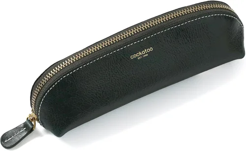 Miniatura 10 de Cockatoo Estuche para lápices de piel auténtica, soporte para accesorios, bolsa de papelería, estuche con cremallera para el trabajo y la oficina