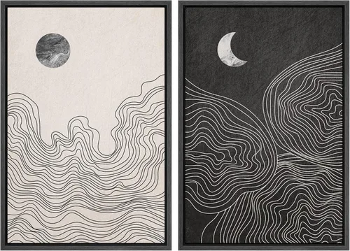 Miniatura 42 de IDEA4WALL - Set de lienzos enmarcados para pared, diseño tropical, selva, hoja de plátano, guepardo rosa, gato, naturaleza, desierto, arte digital