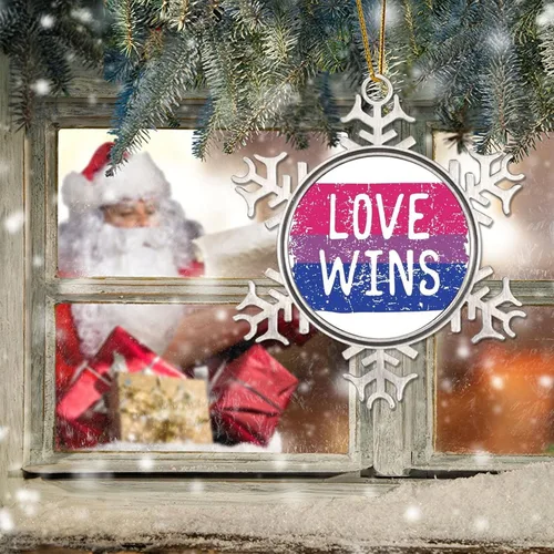 Miniatura 6 de Adornos de Navidad para árbol Love Wins Bisexual Lesbianas Adornos Gay Decoración de árbol de Navidad Recuerdo Bisexual Orgullo Arco Iris Gay LGBTQ