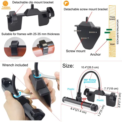 Miniatura 5 de LUXSWAY - Iluminación LED inalámbrica para marcos de fotos, iluminación recargable para exhibición de arte, clip para cuadros, luces para sobre