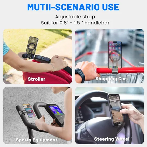 Miniatura 3 de Soporte magnético para teléfono para automóvil, soporte de teléfono para volante [imán fuerte], para MagSafe, correa ajustable compatible