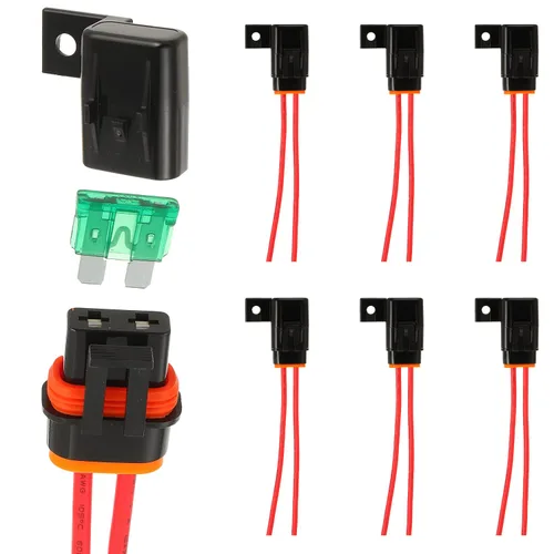 Portafusibles en línea impermeable calibre 12 AWG, arnés de cableado ATC/ATO 30 AMP, portafusibles de hoja para vehículo, marina, sistema de