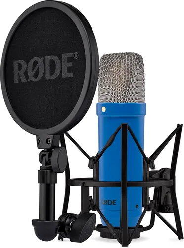 RØDE NT1 Signature Series Micrófono condensador de gran diafragma con soporte de choque, filtro pop y cable XLR para producción de música, grabación