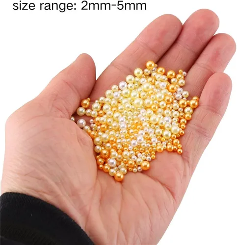 Miniatura 2 de CCINEE 1500 cuentas de perlas de tamaño mini para slime, cuentas de plástico sintético, kits de suministro de limo casero, champán