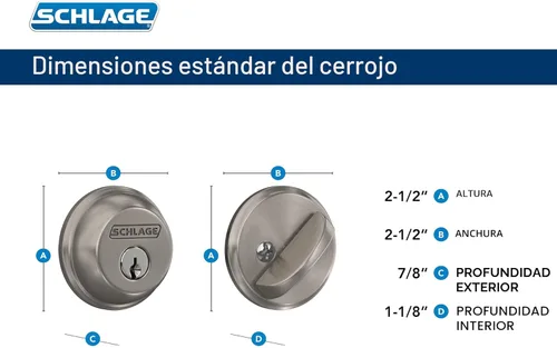 Miniatura 2 de Schlage - Cerrojo con llave de 1 lado, la más alta seguridad residencial, negro mate, B60 N 622