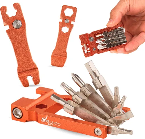 IMPALAPRO Kit de herramientas para bicicleta portátil 20 en 1, compacto y ligero (4.14 oz) cromo-vanadio (CRV) - Multiherramienta para bicicleta con