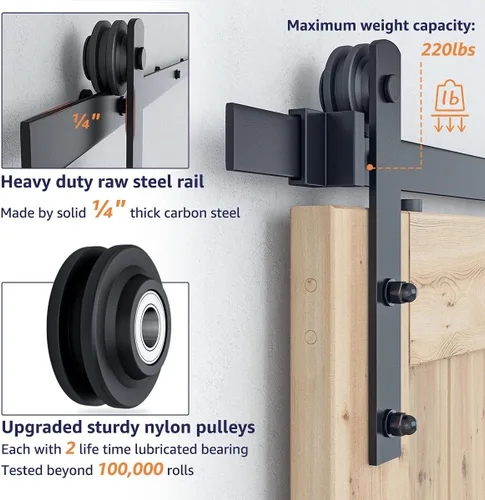 Miniatura 3 de Gancho para puerta Smartstandard deslizante, para puertas de graneros, con forma de "I", color negro, negro