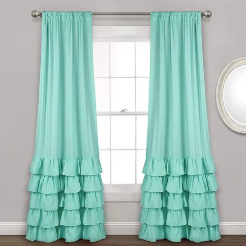 Lush Decor Allison - Par de paneles de cortina con volantes para ventana filtrantes de luz, 40 pulgadas de ancho x 84 pulgadas de largo, color