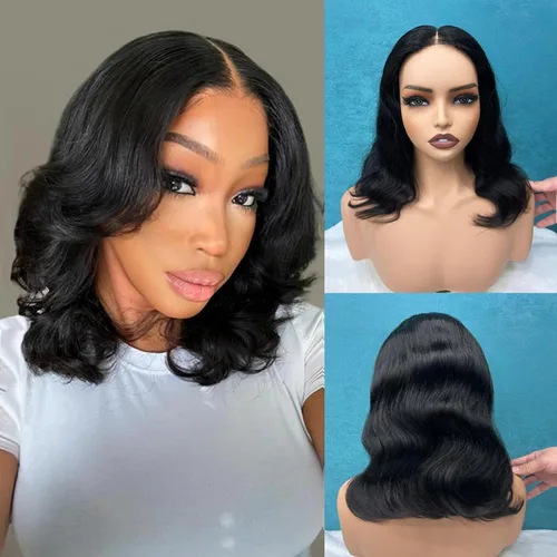 Miniatura 2 de Pelucas Douyin de llevar y usar sin pegamento de cabello humano predepiladas y precortadas onda corporal 2x6 con cierre de encaje HD de 30.48 cm