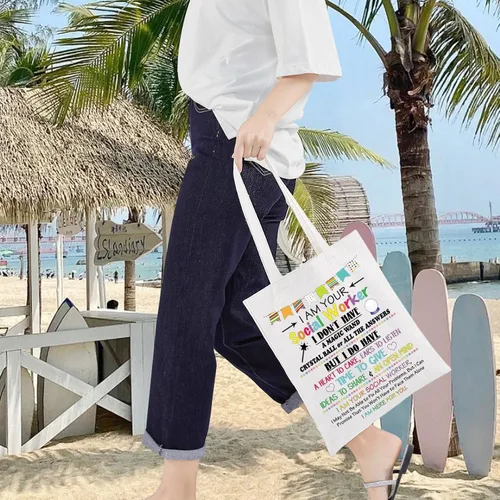 Miniatura 7 de LEVLO Trabajador Social Lona Tote Bag Apreciación Regalo Para Trabajadores Sociales Empleado Voluntario Bolsa de Compras