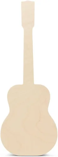 Recorte de guitarra sin terminar, 17 pulgadas, paquete de 2 manualidades de madera sin pintar, formas de madera grandes para manualidades/decoración