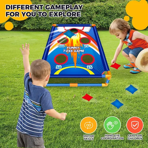 Miniatura 4 de Juego de lanzamiento de bolsas de frijoles para actividades al aire libre para niños, juegos de Cornhole para niños y niñas de 3, 4, 5, 6, 7, 8