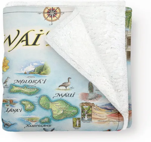 Miniatura 6 de Xplorer Maps Manta de forro polar del Parque Nacional Acadia Manta de 58 x 50 pulgadas Arte original dibujado a mano