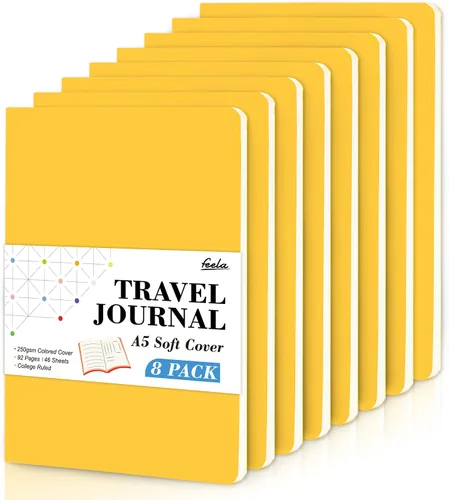 Miniatura 11 de Feela - Paquete de 8 cuadernos de tapa blanda en masa, cuadernos universitarios rayados para el trabajo, cuaderno de viaje rayado para mujeres y 8
