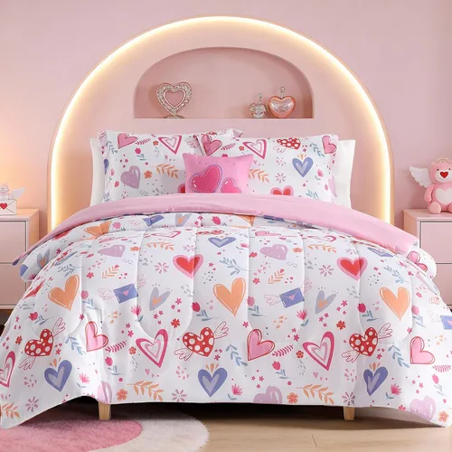 Miniatura 23 de Juego de edredón para niños Kaleido Space tamaño individual para niños, juego de ropa de cama para niños con luz en la oscuridad para jugadores, 1
