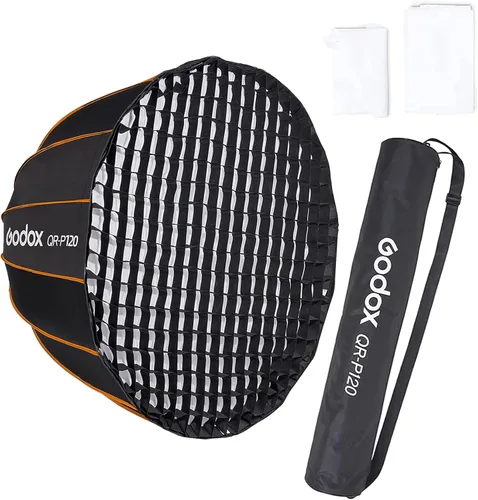 Miniatura 11 de Godox QR-P70 - Caja de luz parabólica de 27.5 pulgadas con montaje Bowens, ajuste rápido, con rejilla difusora frontal e interior y bolsa