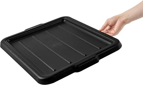 Miniatura 7 de Restaurantware - Solo tapa: RW Clean 23.2 pulgadas x 16.9 pulgadas, 1 tapa a presión para caja de autobús - Con asas, tapa de plástico negro