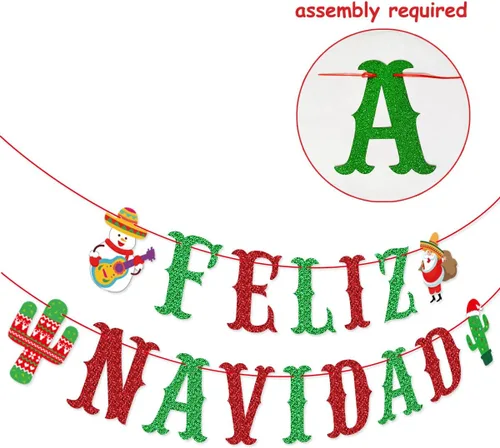 Miniatura 2 de Feliz Navidad - Cartel de Navidad española, remolinos colgantes para decoraciones navideñas españolas