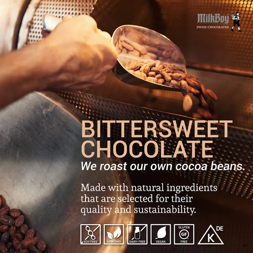 Miniatura 8 de Milkboy Swiss Extra Dark Chocolates - 85% cacao, fabricado en Suiza, sin lácteos, vegano, sin gluten, sin OMG, kosher, de cultivo sostenible