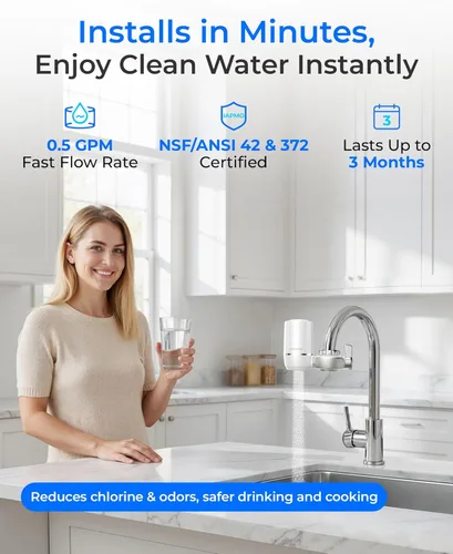 Miniatura 2 de Waterdrop Filtro de agua para grifo de fregadero, purificador de agua certificado NSF, filtro de agua del grifo de 320 galones para fregadero
