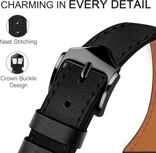 Miniatura 4 de JR.DM Correas de cuero delgadas compatibles con Apple Watch Band 1.496 in 1.575 in 1.614 in 1.654 in 1.732 in 1.772 in 1.811 in 1.929 in, correa