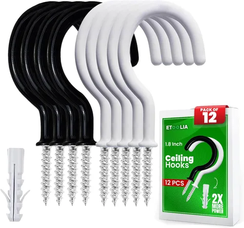 Miniatura 18 de 75 piezas de ganchos de techo para colgar plantas, tazas, utensilios con revestimiento de vinilo, ganchos para roscar en tazas para madera y paneles