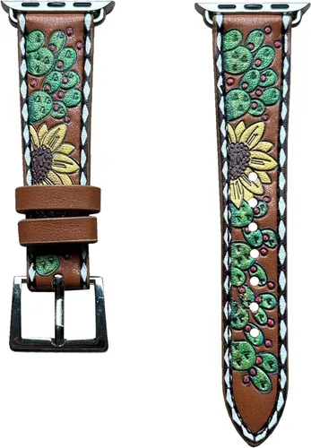 Correa de reloj occidental para Apple Watch de 1.496 in, 1.575 in, 1.614 in, 1.654 in, 1.732 in, 1.772 in y Series 8, 7, 6, 5, 4, 3, 2, 1 y SE