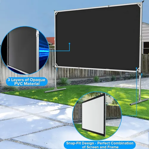 Miniatura 4 de Pantalla de Proyector para Interiores, JWSIT Pantalla de Cine para Exteriores de 100 pulgadas - PVC Mejorado de 3 Capas 16:9 Pantalla de Proyector