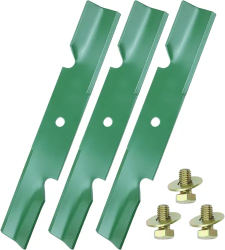 Miniatura 16 de GELASKA Paquete de 2 cuchillas 532138971 para cortacésped de alta elevación con pernos 532193003 – Compatible con cubiertas de cortacésped Craftsman