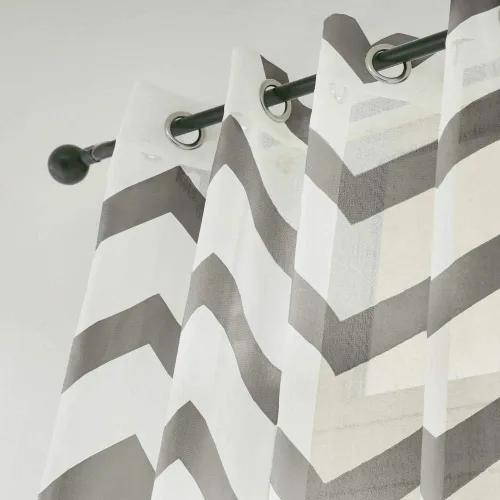 Miniatura 2 de NAPEARL - Cortina semitransparente de lino sintético con diseño jacquard geométrico