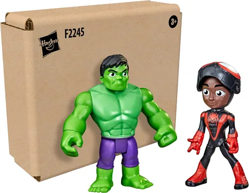 Miniatura 2 de Spidey y sus Increíbles Amigos Paquete de Revelación de Héroes de 2 Unidades, Figuras de Acción de Marvel con Función de Máscara Abatible, Miles