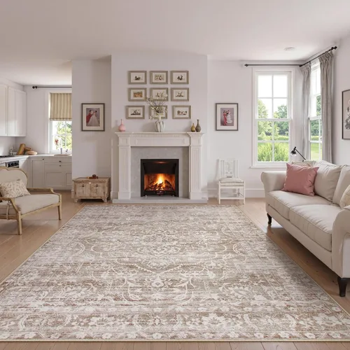 Miniatura 11 de Alfombra de pasillo Lahome 2.5x10, alfombras lavables para la cocina ultradelgadas, antideslizantes, estampado bohemio neutral, alfombra larga