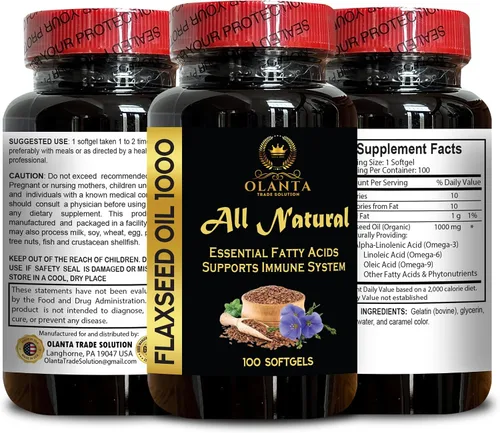 Miniatura 2 de Aceite de linaza puro de 1000 mg – Fórmula natural prensada en frío – Fuente de omega-3 y omega-6 a base de plantas sin OMG – Apoyo energético – 1