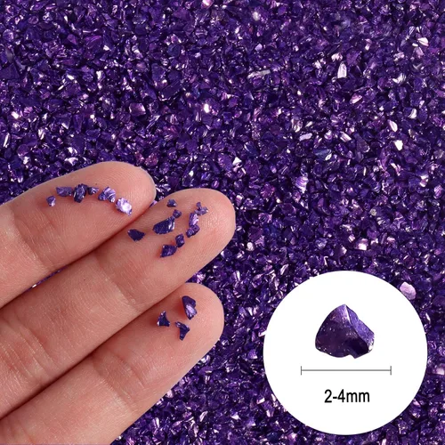 Miniatura 2 de Ceya 150g/ 5.3 oz de chips de cristal metálico de vidrio triturado irregular pansy púrpura, vidrio roto brillante de 2-4mm, purpurina gruesa Pansy