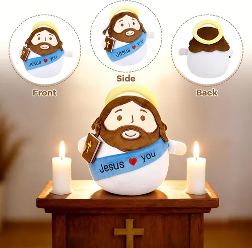 Miniatura 2 de Muñeco de peluche de Jesús, 8 pulgadas, Jesús con la Biblia, capa y Jesús te ama, juguetes de peluche Kawaii para la escuela dominical