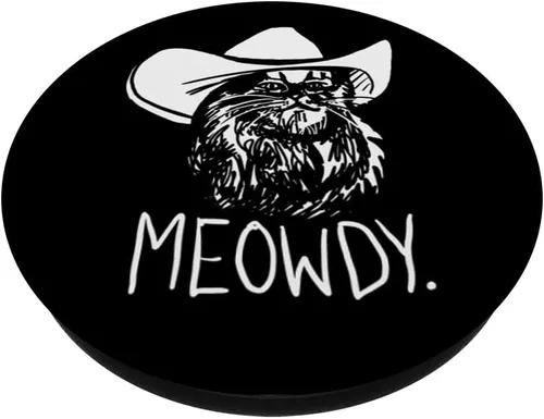 Miniatura 2 de Meowdy Texas Cat Meme PopSockets - Agarre y soporte para teléfonos y tabletas, Negro