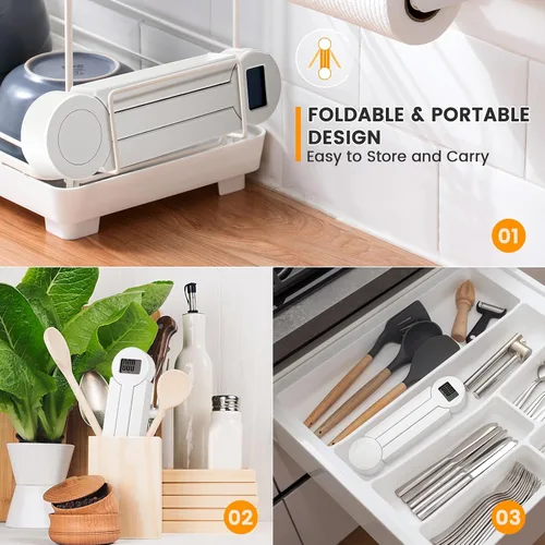Miniatura 4 de Báscula de alimentos plegable, báscula digital de cocina, báscula compacta pequeña de alta precisión con pantalla LCD, báscula de alimentos portátil
