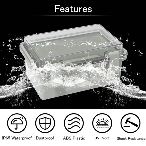 Miniatura 5 de Caja de conexiones IP65 impermeable carcasa de plástico ABS con cubierta transparente de PC con bisagras, caja de proyectos eléctricos con placa